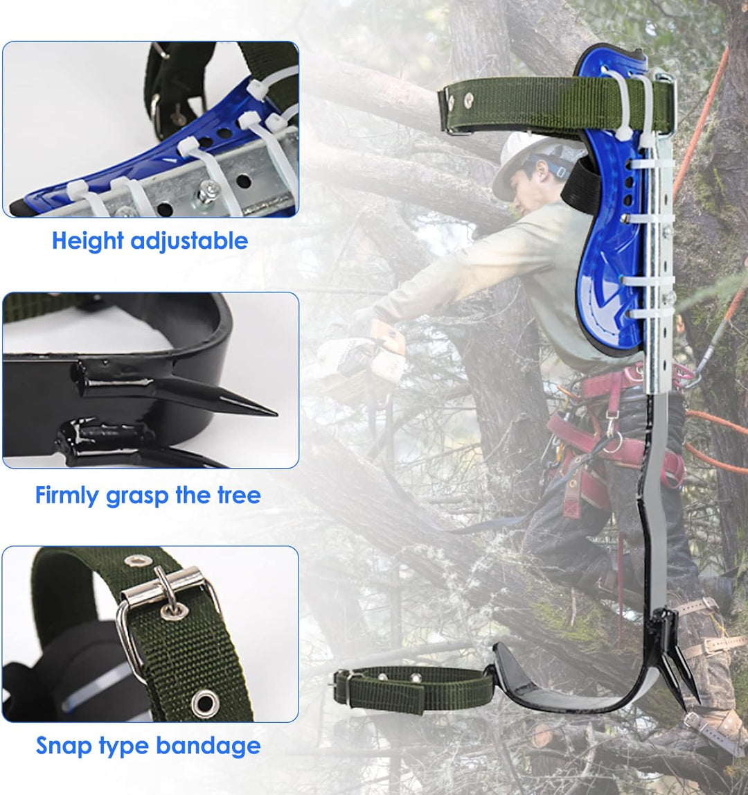 Hlieeosfcn Baumklettern Ausrüstung Set,Höhen Verstellbar Tree Climbing Spike, Halteseil Steigeisen K