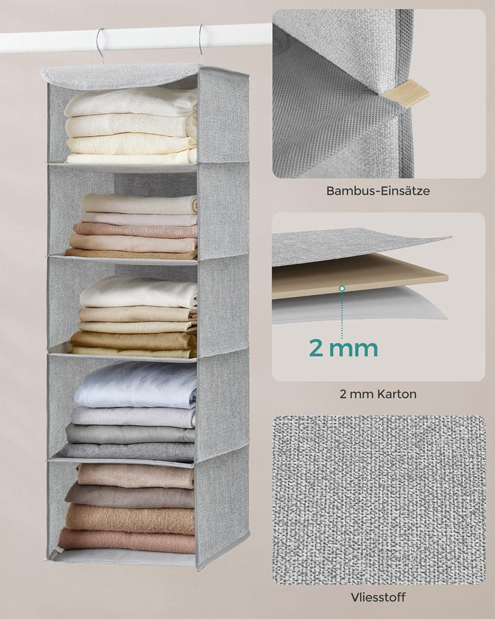 SONGMICS Hängeorganizer, 2er Set, Schrank-Organizer, Hängeregal, Hängeaufbewahrung, faltbar und plat