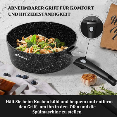 HOMELUX Pfanne Induktion Antihaft-pfanne mit Deckel 24cm,3L Bratpfanne Hoher Rand Pan mit deckel Alu