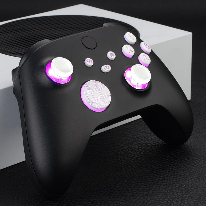 eXtremeRate Leuchttasten für Xbox Series X/S Controller, Custom Ersatz Knöpfe DTF LED Kit Tasten D-p