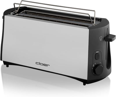 Cloer 3710 Langschlitztoaster für 4 Toastscheiben / 1380 W / integrierter Brötchenaufsatz / Nachhebe