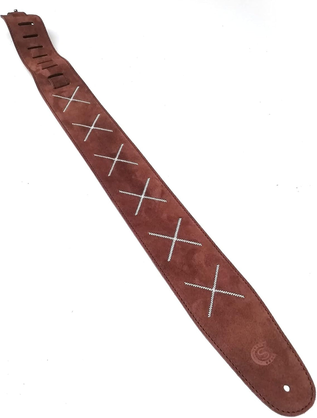 Custom Style Gitarrengurt für Bassgitarre Stickerei X Wildleder - T8SUX Dunkelbraun, Dunkelbraun