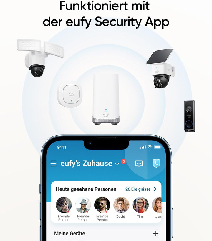 eufy Security Sirene, 105dB kabelloser Alarm, IP65 Wetterfest, mit Fernalarmierung, 2 Jahre Batterie