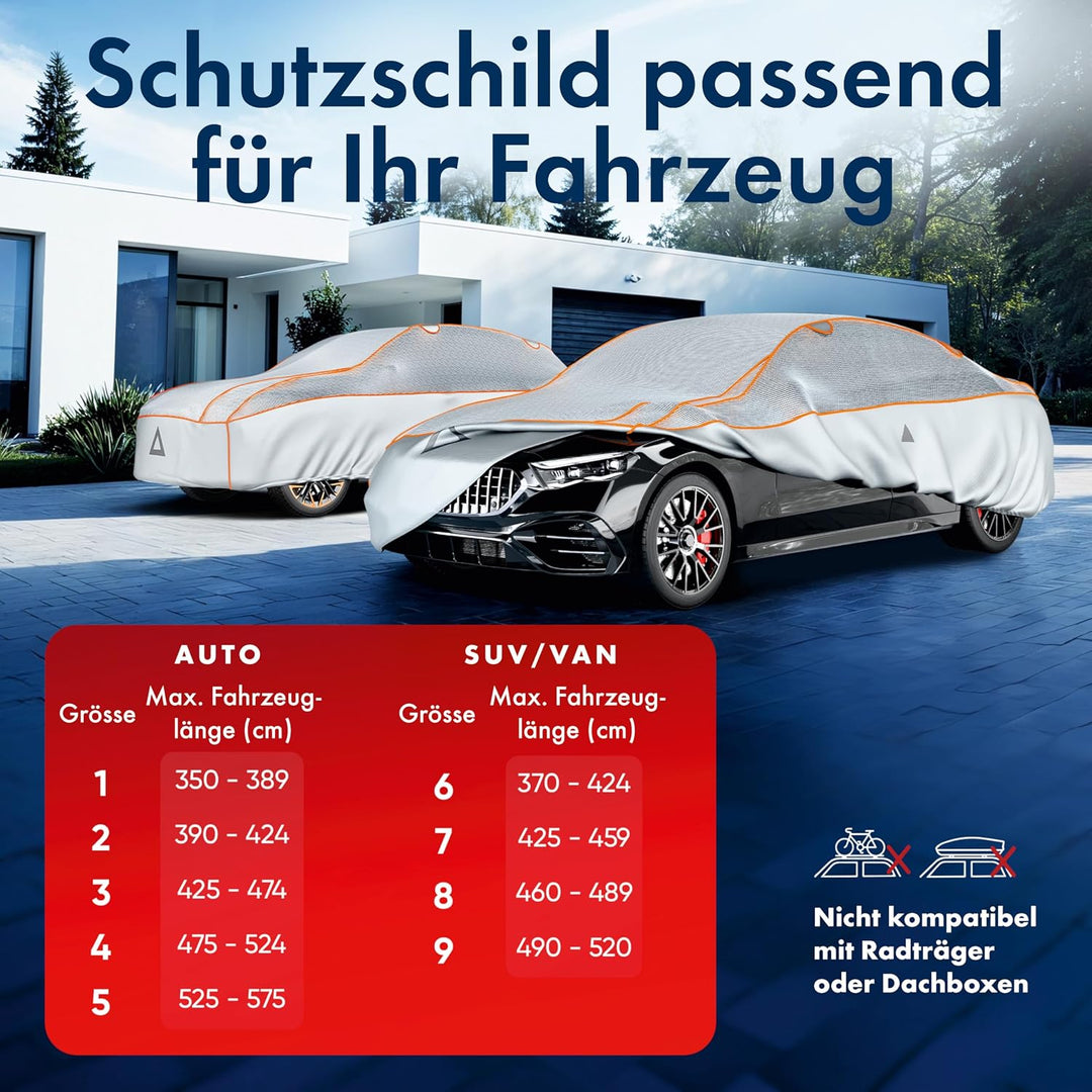 WALSER Premium Hagel- &amp; Hitzeschutz Abdeckplane Auto, Auto Hagelschutzplane EPE Sun Protect - reduzi