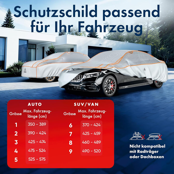 WALSER Premium Hagel- &amp; Hitzeschutz Abdeckplane Auto, Auto Hagelschutzplane EPE Sun Protect - reduzi