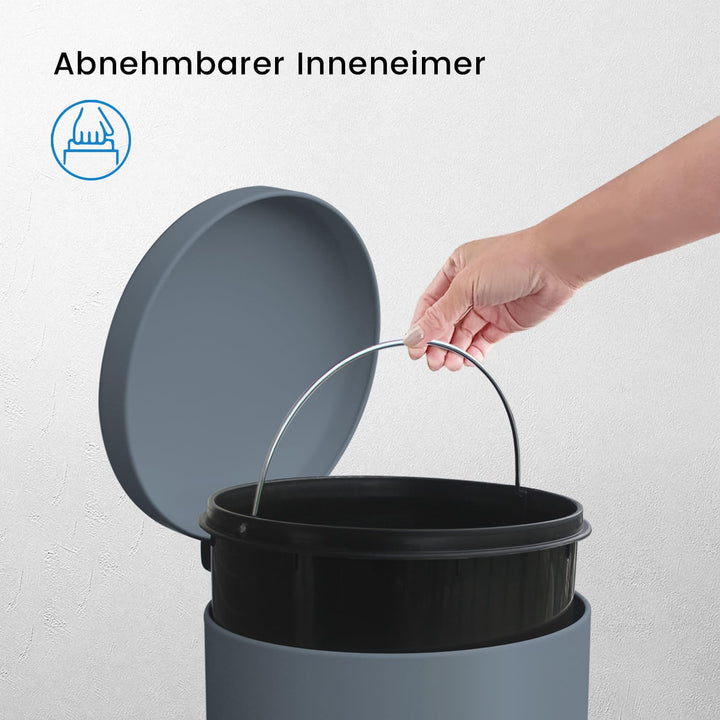 Mülleimer,30L Tretmülleimer mit Softclose-Deckel,30 Liter Abfalleimer mit Fusspedal,Rund Mülleimer m