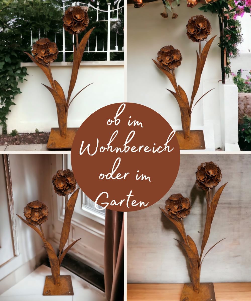 Terma Rost 3D Pusteblume XXL 120cm Höhe Pusteblume Gartendeko rost Gartenfigur gross Metallfigur Gar