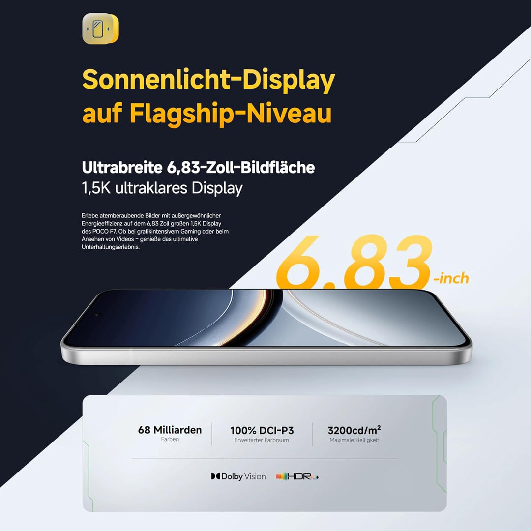 Xiaomi Poco F7 Smartphone, 12+512GB, Schwarz, Flaggschiff Snapdragon 8s Gen 4, 6500mAh Akku, 50MP So