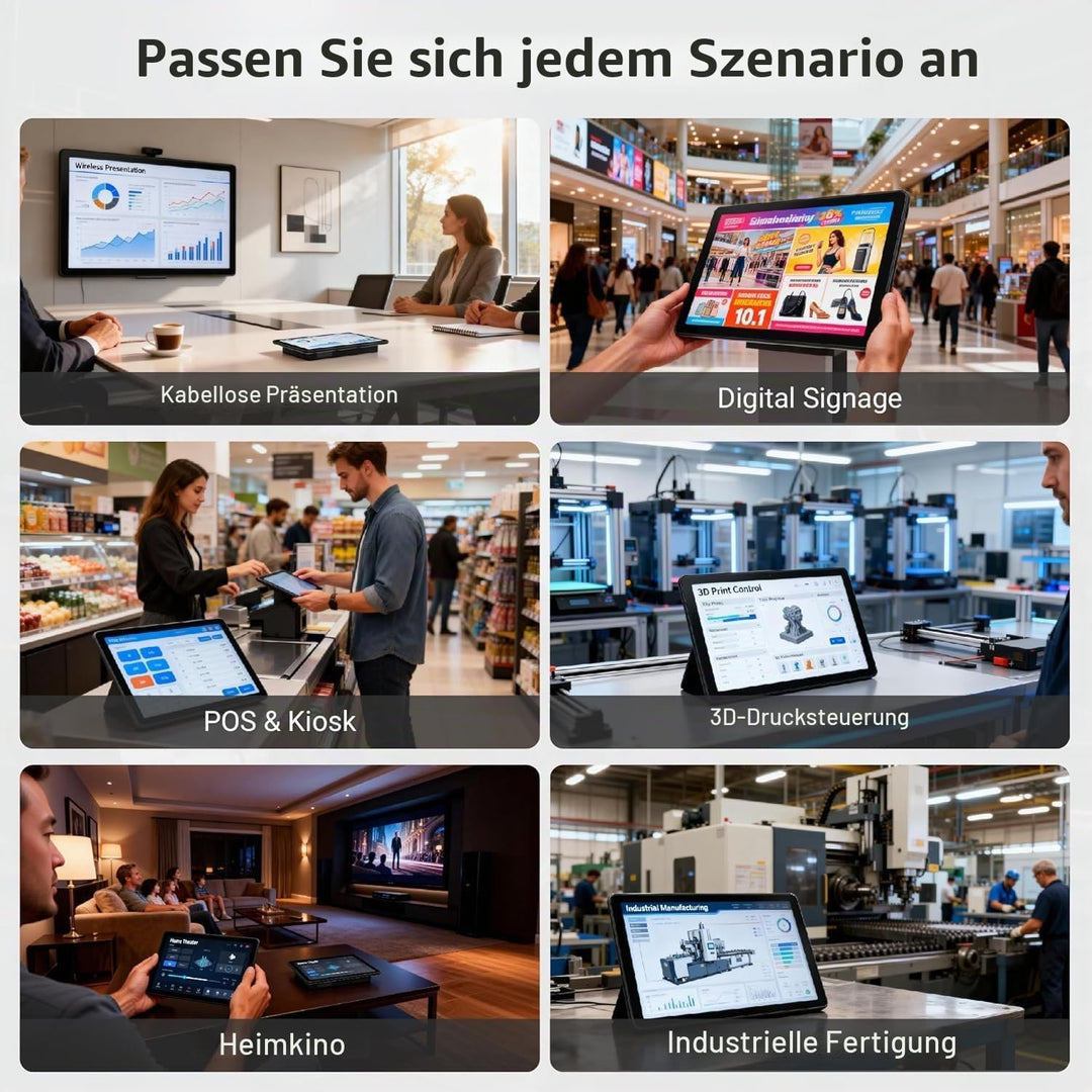 Lüfterloser All-in-One Touchscreen-Computer RK3399, Industrie-Panel-PC 10,1 Zoll Robust Android 12,
