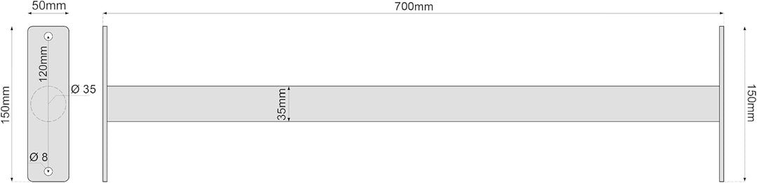 ASTA FORCE 35 Reckstange - Turnstange aus Stahl zur Wandmontage, Ø35 mm Griff, kraftbetonter Griffdu