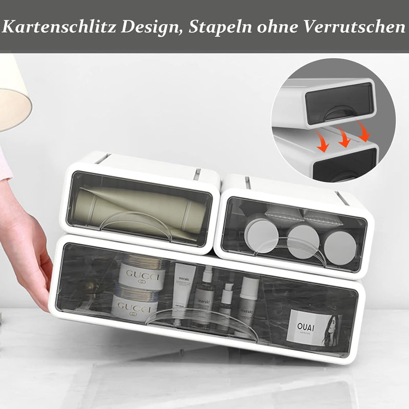 Vinteky Schubladenbox, Stapelbare Mini Aufbewahrungsbox aus hochwertigem Kunststoff (PP), Sichtbar S