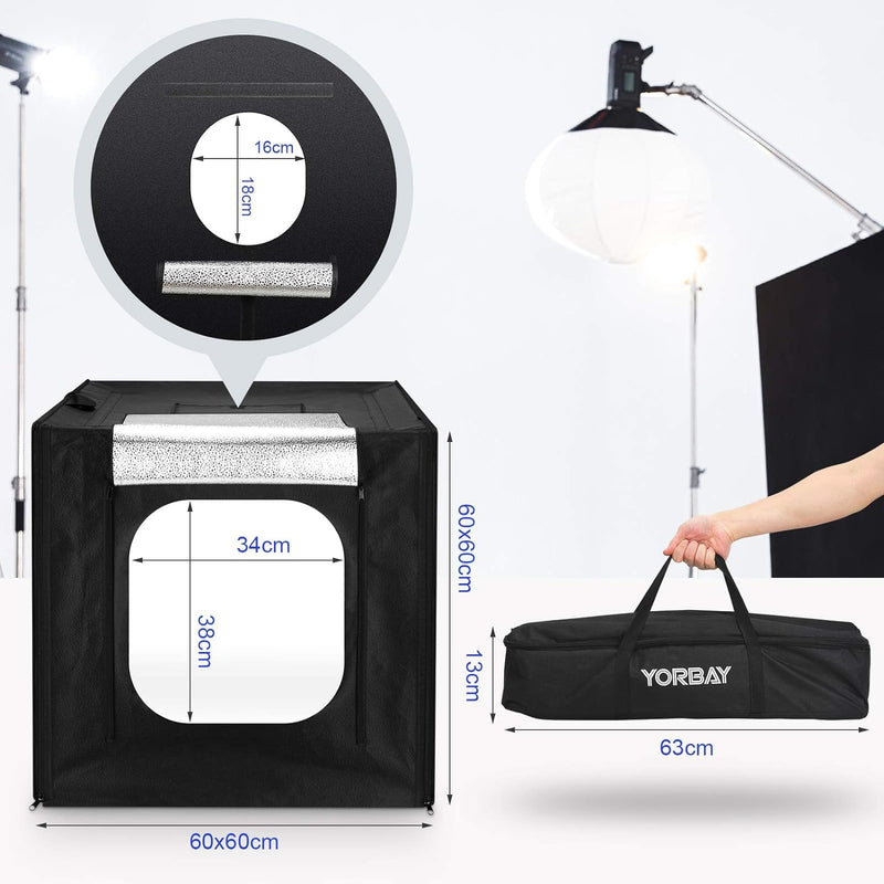 Yorbay Fotostudio Set 60 x 60 x 60cm CRI 95+ LED-Fotobox Lichtbox Lichtwürfel Profi Fotografie Licht