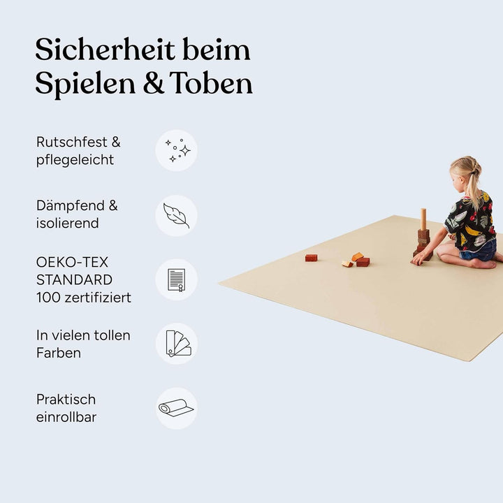 Ehrenkind® Made in Germany Anti-Rutsch Krabbelmatte Oeko-Tex Matten | Spielmatte Baby | Grösse 80x80