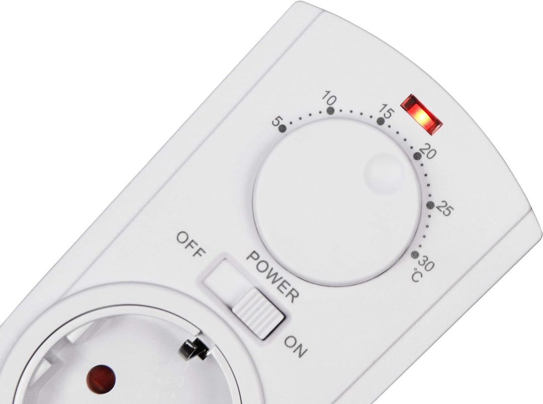 Analoges Steckdosen Thermostat 230V mit externem Fühler und langem Kabel, Zur Steuerung für Heiz und