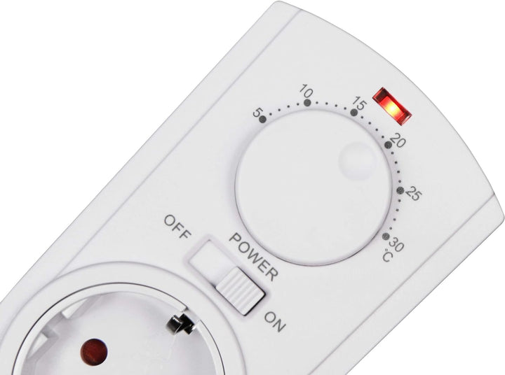 Analoges Steckdosen Thermostat 230V mit externem Fühler und langem Kabel, Zur Steuerung für Heiz und