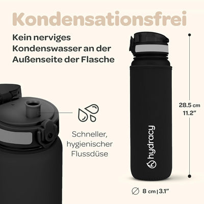 Hydracy Trinkflasche mit Fruchteinsatz - 1L Wasserflasche - BPA-freie Trinkflasche mit Zeitmarkierun