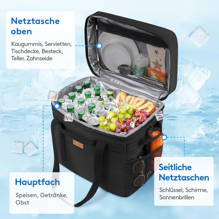 Lifewit Kühltasche 40L 60 Dosen, Faltbar Picknicktasche für Essen & Getränke, Kühlbox Tragbare Eista