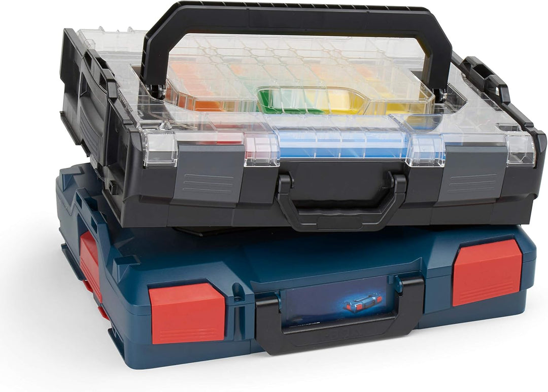 Bosch Sortimo Sortimentskasten L BOXX 102 professional blau Deckel transparent mit Insetboxen-Set G3