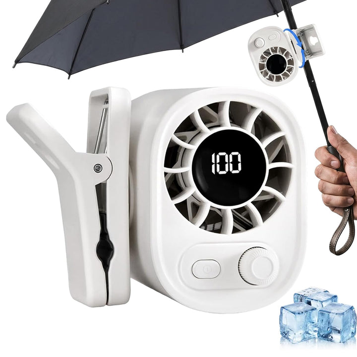 Tragbarer Clip-On Ventilator für Sonnenschirm, ultraleicht 0,28 lb, stufenlose Geschwindigkeit, wied
