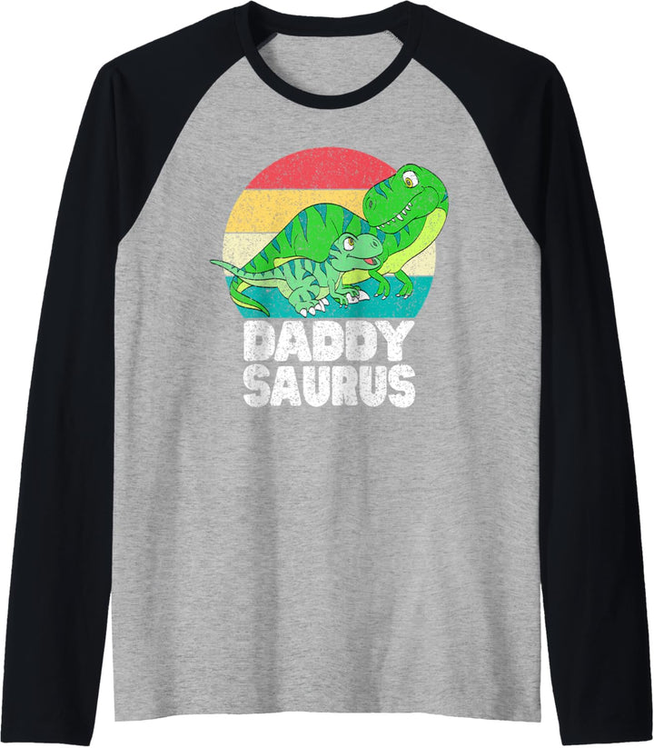 Daddysaurus Dinosaur Daddy T-Rex Baby Dino Family Matching Raglan