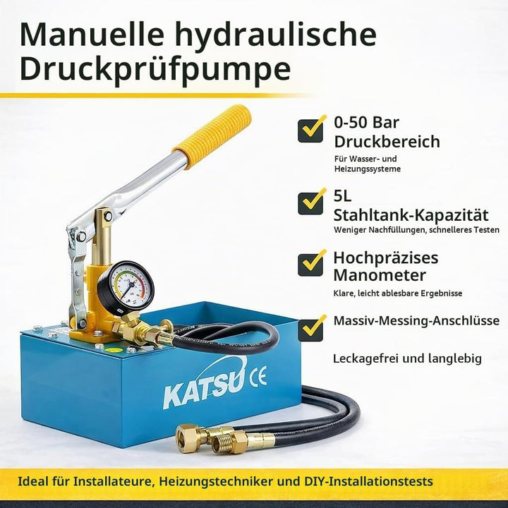 KATSU Tools 318927 Wasser Rohr Montage Heizzystem Leck Druck Tester Pumpe