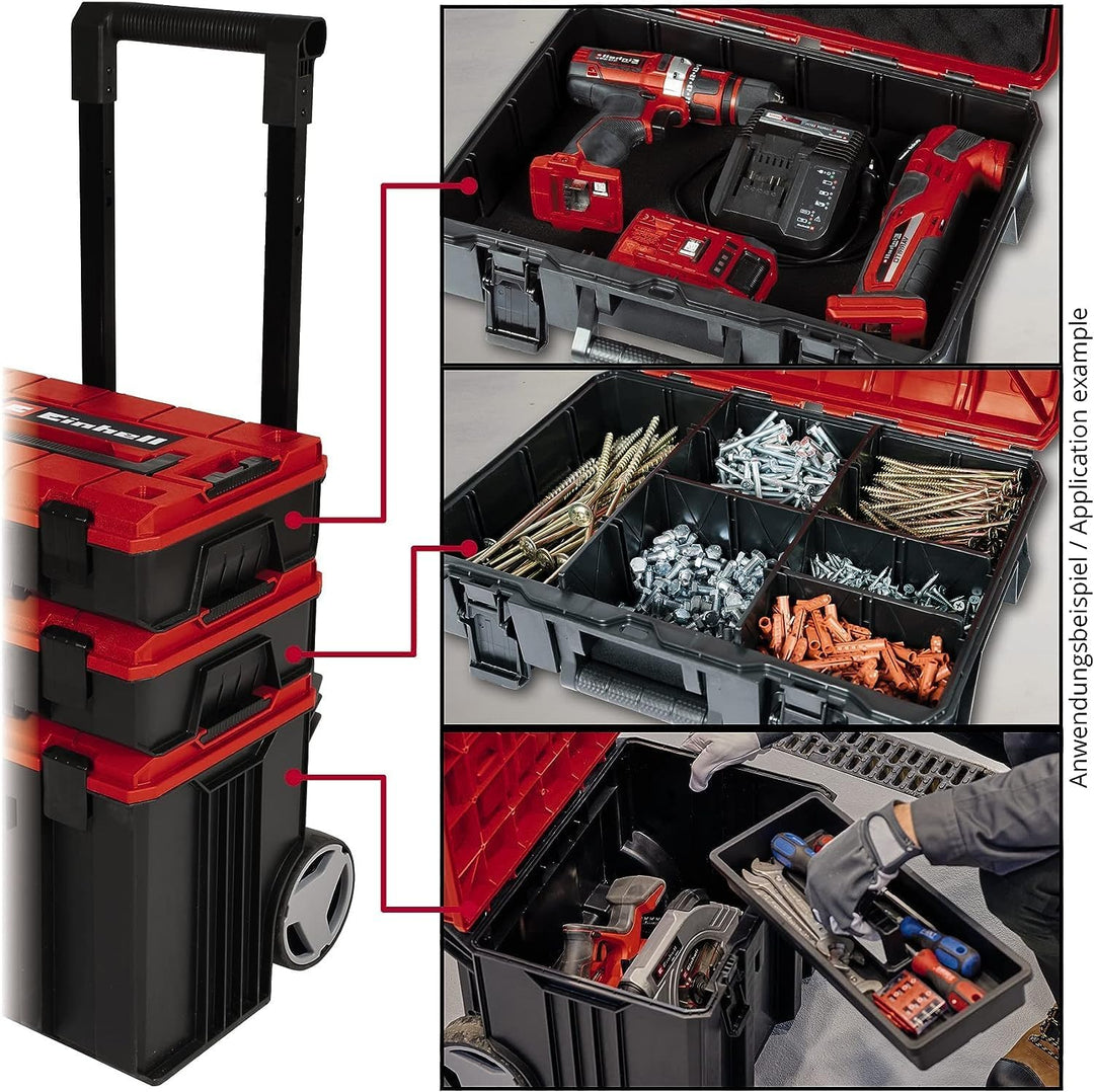 Original Einhell E-Case Tower Systemkoffer-Set (max. 120 kg, bestehend aus 3 Koffern inkl. Zubehör,