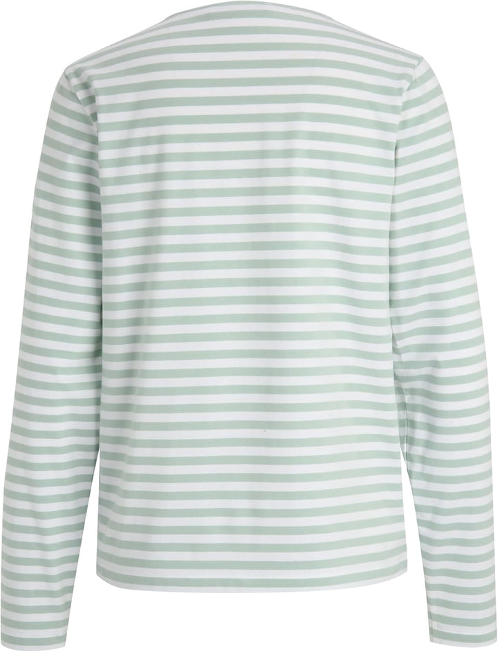 Tamaris Damen ASOLO Feminin ausgeschnittenes Langarmshirt T-Shirt, XL Bright White/Gossamer Green St