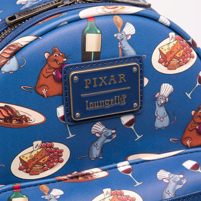 Loungefly Disney Pixar Ratatouille Remy und Emile Allover Print Damen Schultertasche mit Doppelrieme