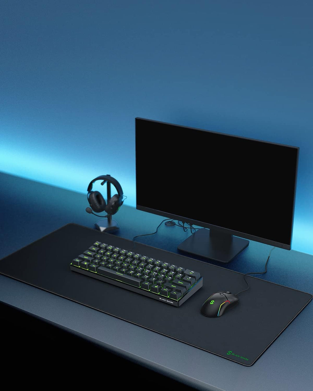 Black Shark Gaming Mauspad XL 900x400x4 mm Schreibtischunterlage mit wasserdichter Oberfläche und Mo