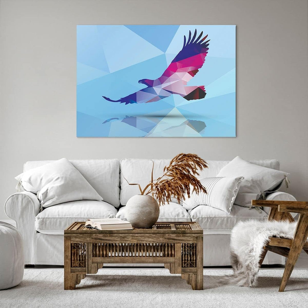 Bilder auf Leinwand 100x70cm Leinwandbild Eagle Illustration modern Grafik Gross Wanddeko Bild Schla