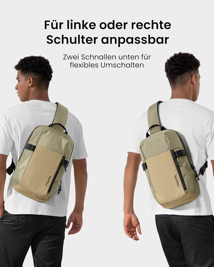 tomtoc Kompakt Sling Bag, Minimal Einzelgurt Schulterrucksack für 14-Zoll MacBook Pro, Wasserresiste