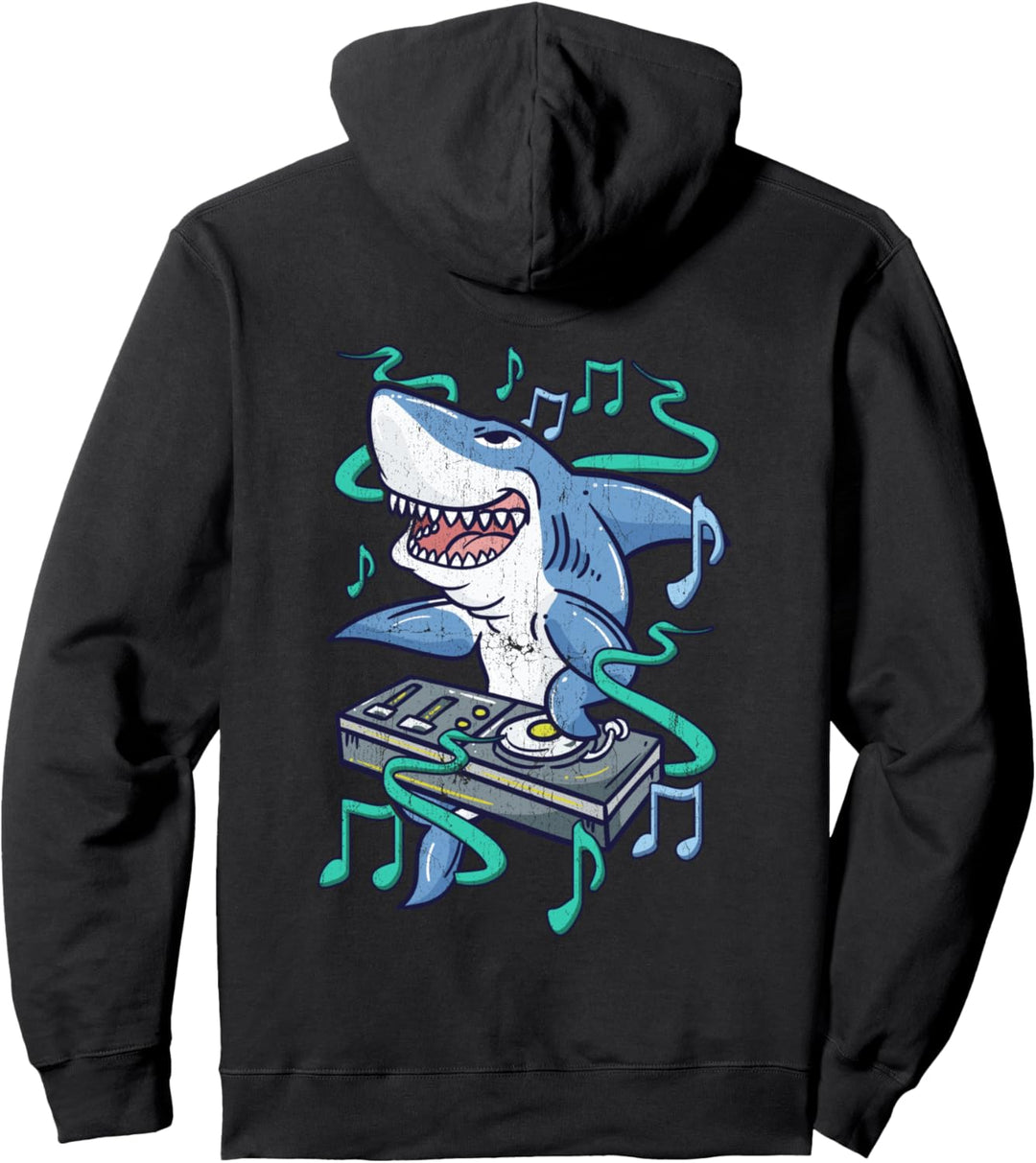 Lustiger Hai DJ - Party Dance Club Disk Jockey EDM Pullover Hoodie