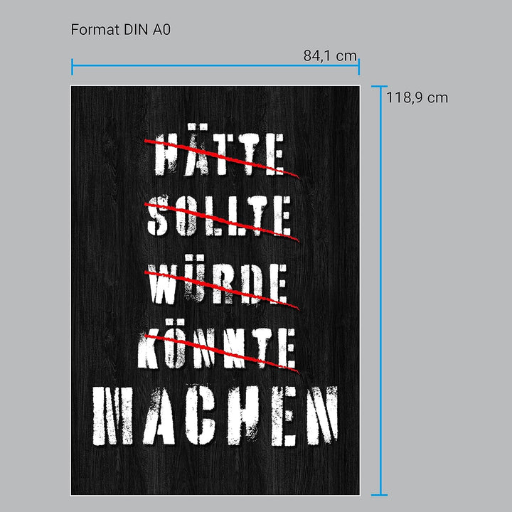 wandmotiv24 Poster als Wanddeko, Grösse Din A0, Hätte sollte würde, Holz, Moderne Wanddeko, Wandbild