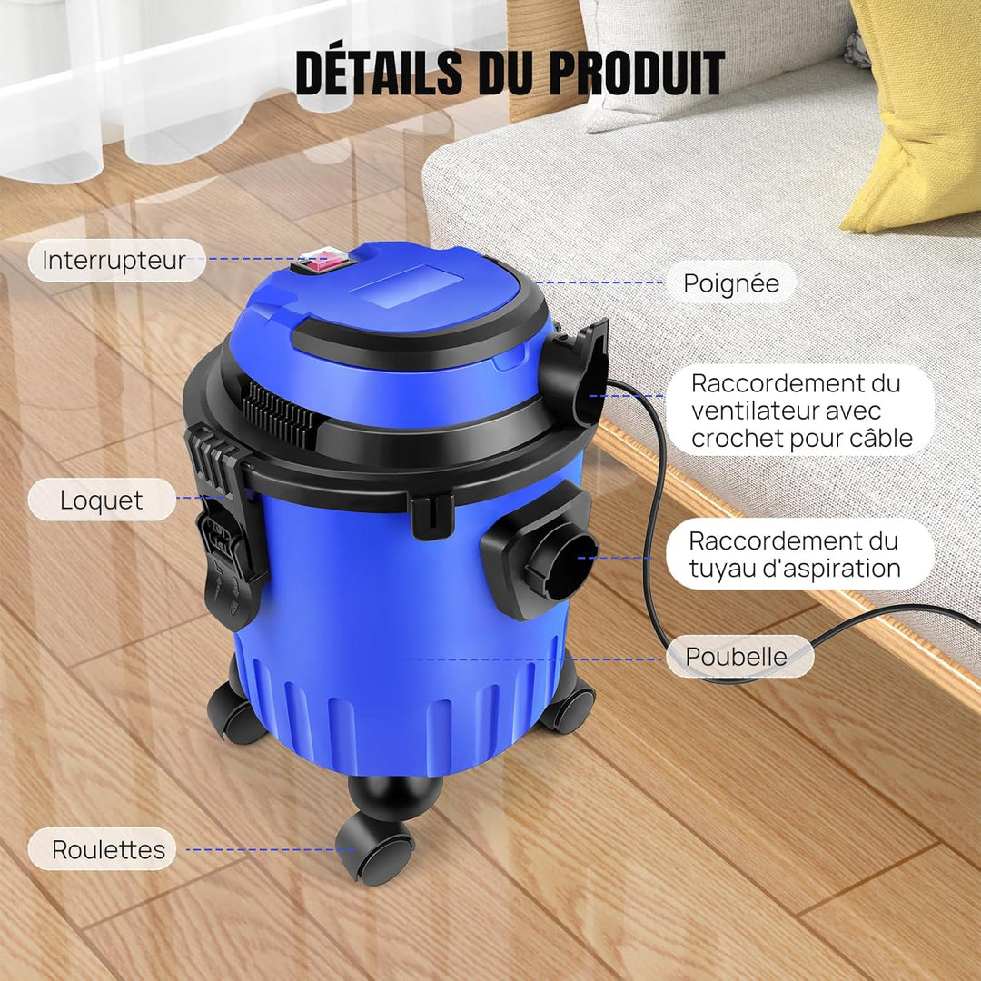 Lucn Staubsauger 3 in 1 ohne Beutel, Wasser und Staub, Industriestaubsauger, 15 l