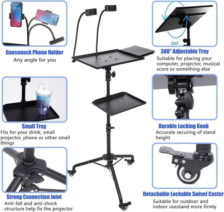 BOLLUMA Laptop Projektor Ständer Projektorständer Beamer Stativ Bodenständer verstellbare 81cm bis 1