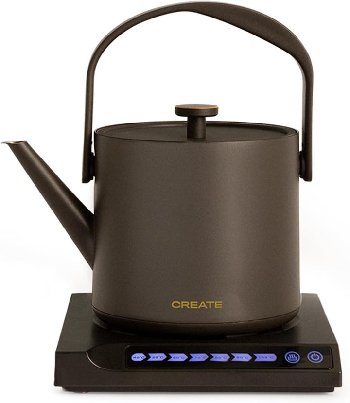 CREATE/HATTORI STUDIO/Elektrischer Wasserkocher 0,5L Schwarz/Warmhalten, Sicherheitssystem, Thermost