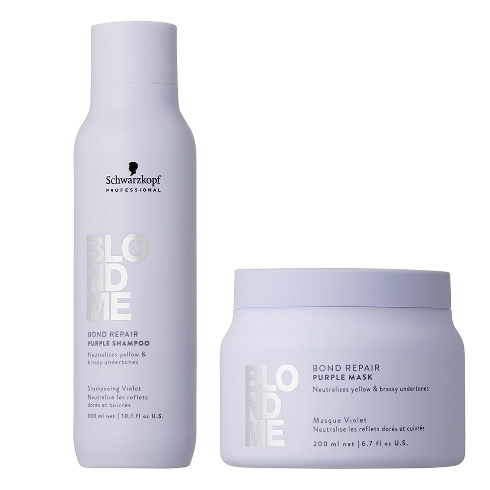 Schwarzkopf Professional Blondme – Gelbfärbungs-Routine – Bond Repair Purple Mask 200 ml + Repair Pu