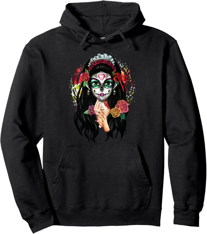 Día de los Muertos La Catrina Day of the Dead Sugar Skull Pullover Hoodie