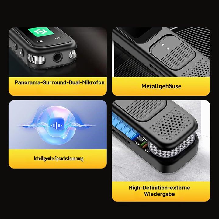 Kleiner Diktiergerät, Digitaler Diktiergerät, 80 Stunden, 3072 Kps, Rauschunterdrückung, USB C Sprac