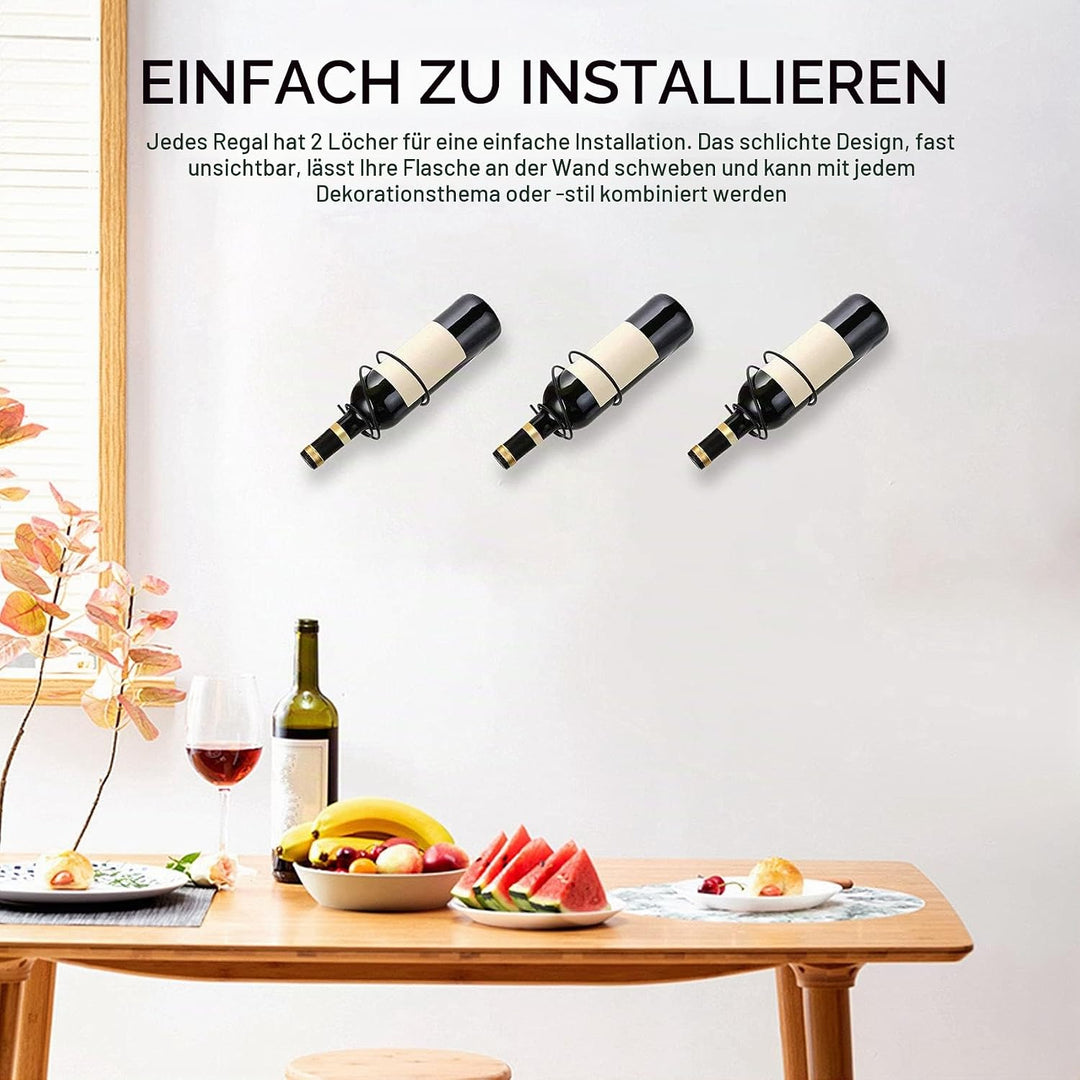 6 Stück Wandmontierte Weinregale - Rot Flaschen Display Halter mit Schrauben, Metall Organizer für K