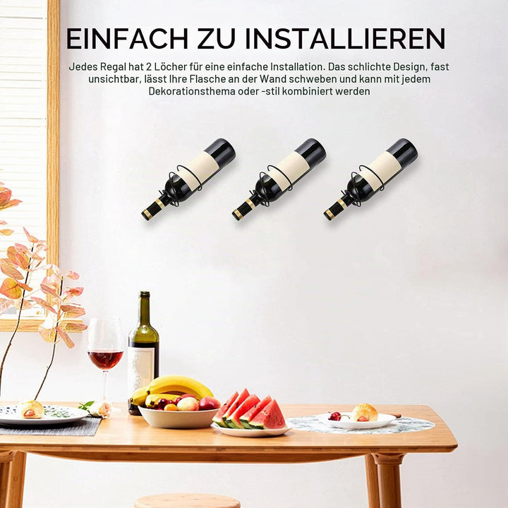 6 Stück Wandmontierte Weinregale - Rot Flaschen Display Halter mit Schrauben, Metall Organizer für K
