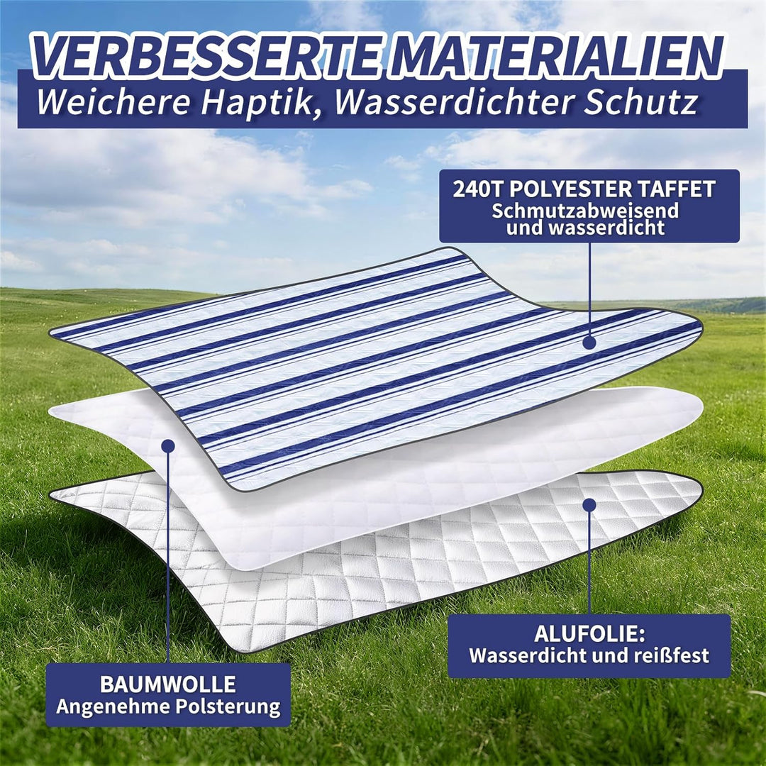 sapsisel wasserdichte Picknickdecke für 6-8 Erwachsene, Extra grosse Stranddecke, Picknickmatte für