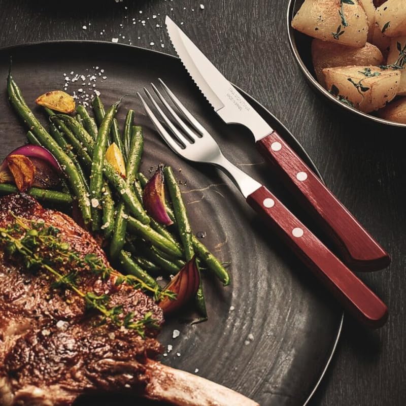 Tramontina Steakbesteck Spanish Style, Set 12-teilig, mit 6 Steakmessern und 6 Steakgabeln, Edelstah