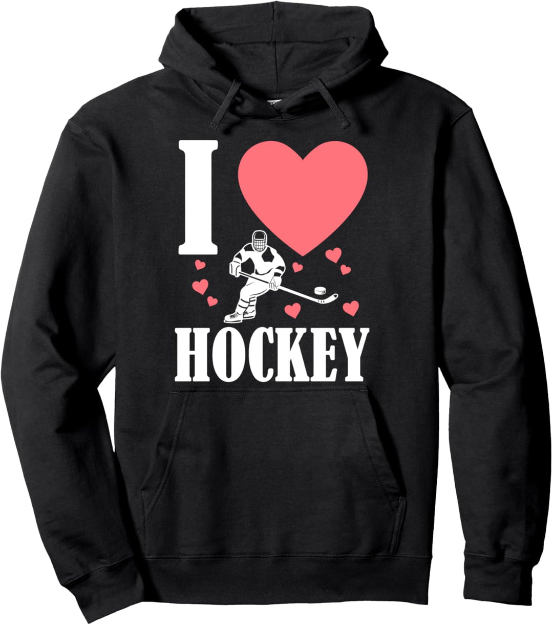 Lustiges Sportdesign Ich liebe Hockey Pullover Hoodie