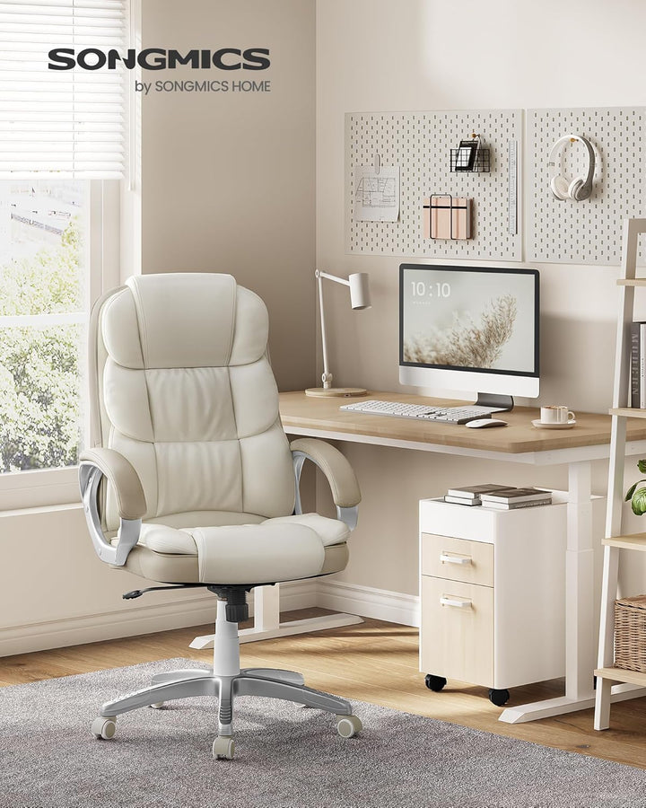 SONGMICS Office Chair, 6766(114-124) cm ‎cremeweiss 53 x 51 x (112-122) cm, ‎cremeweiss 53 x 51 x (1