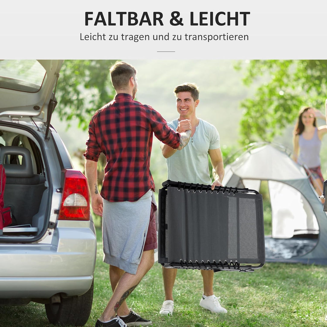 Outsunny Sonnenliege klappbar Liegestuhl mit Seitentasche, Kopfkissen, wetterfeste Campingliege bis