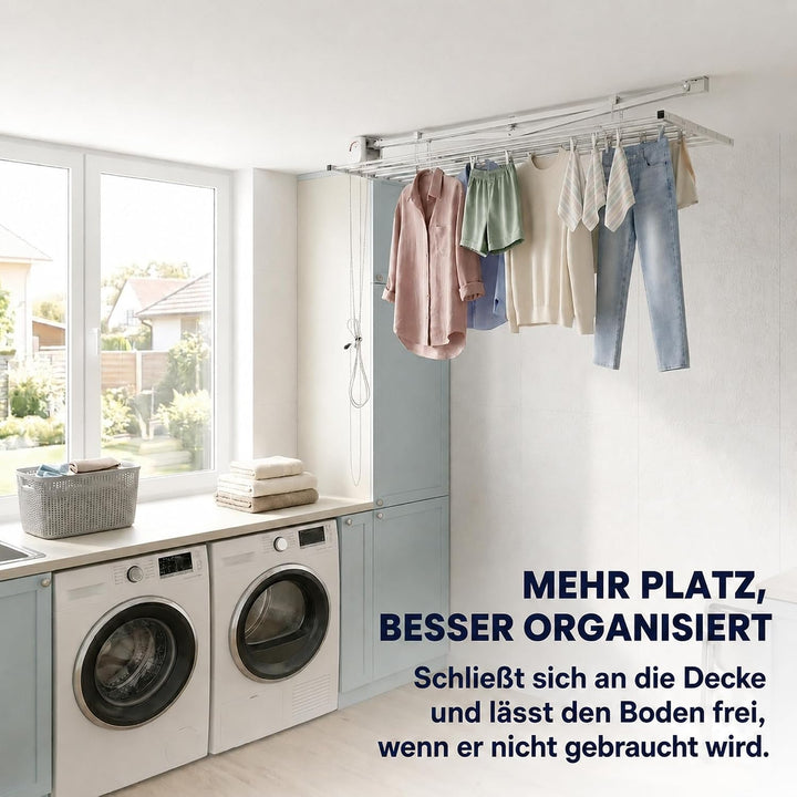 Foxydry Mini Deckenständer, vertikaler Wäscheständer, zusammenklappbar in Aluminium und Stahl 128x54