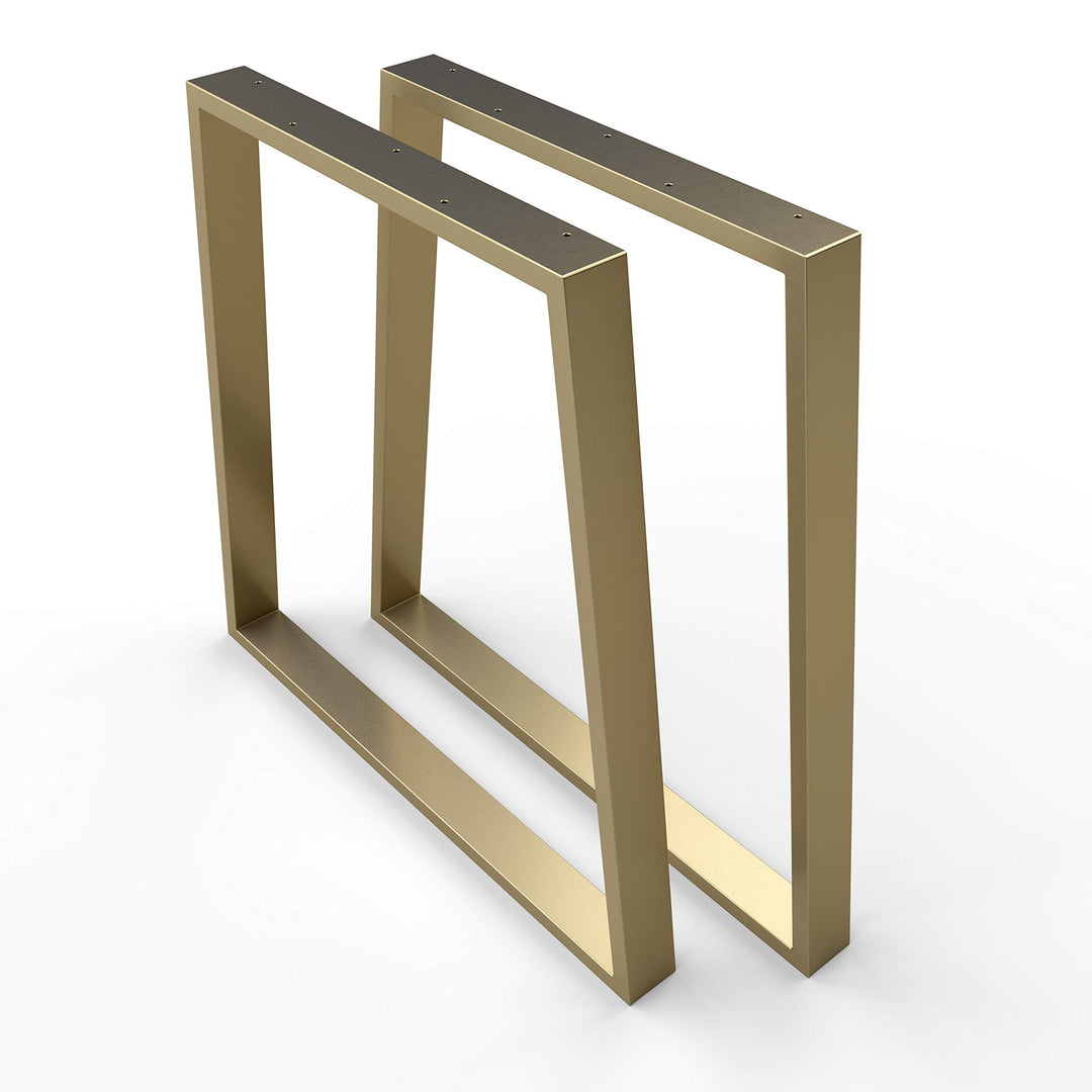 sossai® Trapez Tischkufen aus Stahl (pulverbeschichtet) TKG6 | Industrial Design | Farbe: Gold Messi