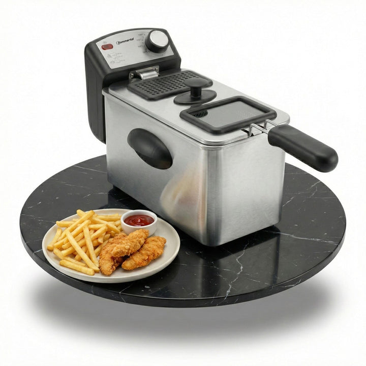 Fritteuse 3L 2000W – Fritteuse mit Öl aus Edelstahl | Öl Fritteuse 130–200°C | Haushalts Fritteusen