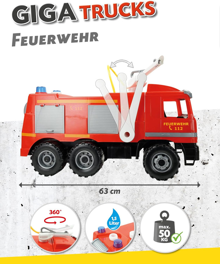 Lena 02058 - Starke Riesen Feuerwehr Mercedes Benz Actros, ca. 65 cm,grosses Feuerwehrauto mit 3 Ach